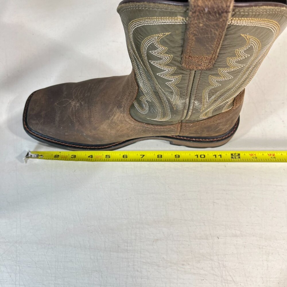 Ariat Groundstomper Work Boots Brown/Olive Green Men’s 9.5 D Pull-On Square Toe - Picture 15 of 15